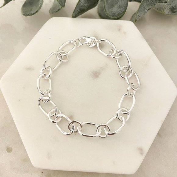 925 Sterling Silver Chain Link Bracelet Silver large link bracelet - Picture 2 of 3